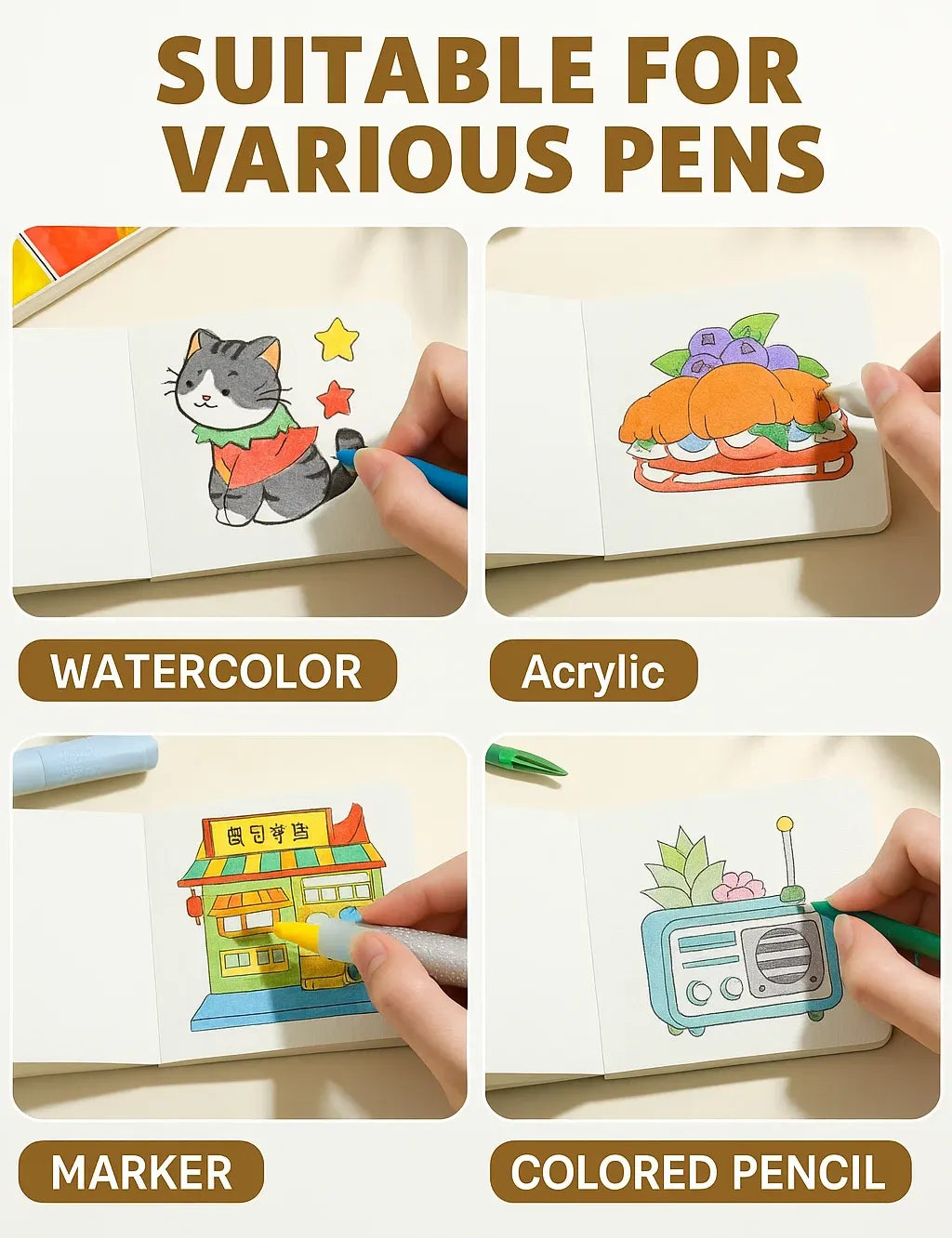 Mini coloring book 200g marker pen universal decompression hand drawing book