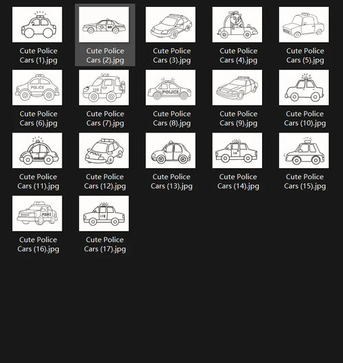 Printable Coloring Pages - Cute Police Cars Set