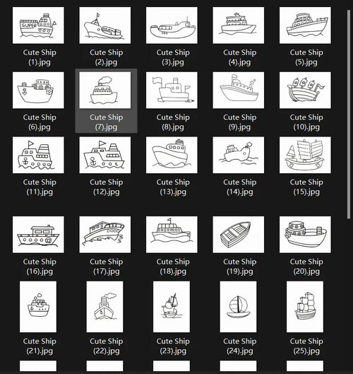 Digital Download – Boat & Ship Line Art for Coloring & Tracing