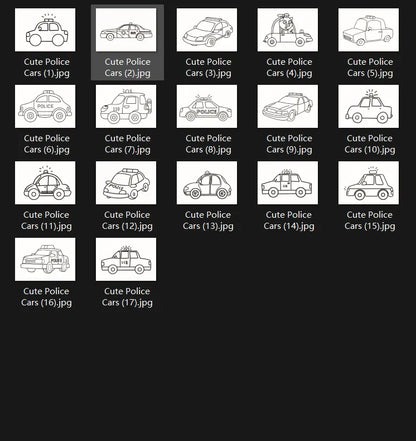Printable Coloring Pages - Cute Police Cars Set