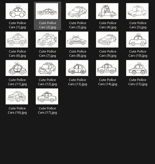 Printable Coloring Pages - Cute Police Cars Set