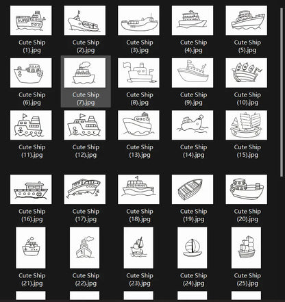 Digital Download – Boat & Ship Line Art for Coloring & Tracing