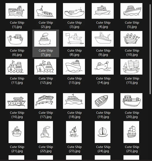 Digital Download – Boat & Ship Line Art for Coloring & Tracing