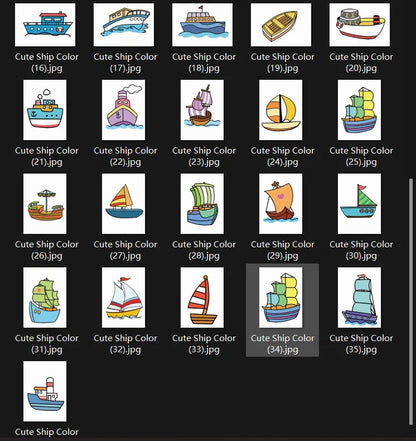 Digital Download – Boat & Ship Line Art for Coloring & Tracing