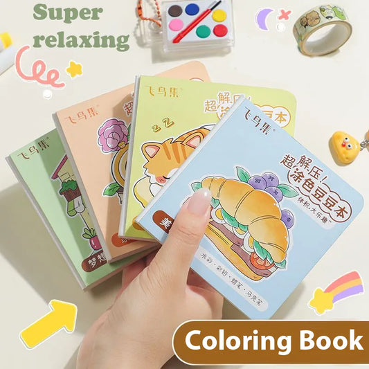 Mini coloring book 200g marker pen universal decompression hand drawing book